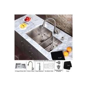 Kraus KHU123 32 KPF2170 SD20 Undermount Double Bowl Kitchen Sink and 