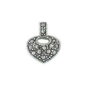  Silverflake  Heart Marcasite Slider Pendant Jewelry