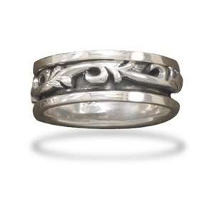   Sterling Silver Spin Ring With Scroll Design   RingSize 11 Jewelry