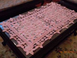 LIMS COTTON HAND CROCHET PLACEMAT OR TABLECLOTH PINK 24 X 46 NEW 