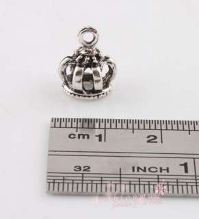 Lot 50Pc New Ancient Silver Plated Solid Crown Charms 1  