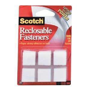 Scotch Reclosable Fasteners, 7/8 Inches, Black Squares, 24 