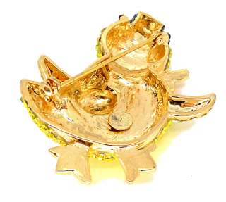 Butler and Wilson Crystal Yellow Duck Top Hat Brooch  