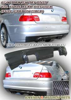 01 06 BMW E46 M3 CSL Rear Bumper Diffuser (Full Carbon)  