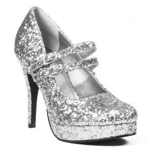   Party By Ellie Shoes Silver Glitter Jane Adult Shoes / Silver   Size 6