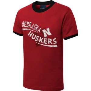   Cornhuskers Youth Red Scattershot Ringer T Shirt