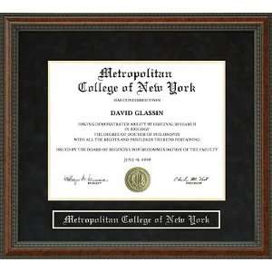 Metropolitan College of New York (MCNY) Diploma Frame  