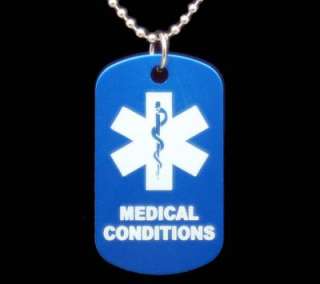 PERSONALIZED MEDICAL ID DOG TAG FREE ALERT ENGRAVING  
