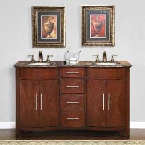  58 Double Sink Baltic Brown Granite Top Bathroom Vanity 