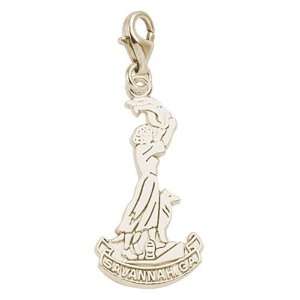   Savannah Waving Girl Charm with Lobster Clasp, Gold Plated Silver