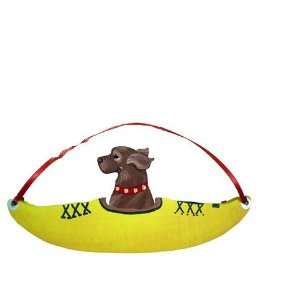   Dog Wooden Handpainted Kayak 3 Dimensional Christmas Ornament by Dandy
