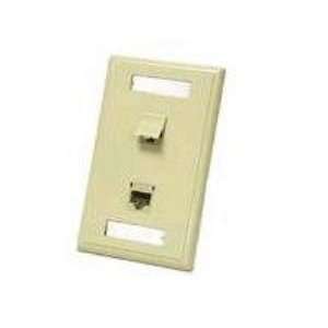  2 Port CAT5e Configured Wallplate Ivory Electronics