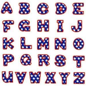   Embroidery Machine Card PATRIOTIC STAR LETTERS
