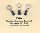 50 Blue RING Insulated Terminal Connectors 16 14 Wire AWG 1/4 Stud 
