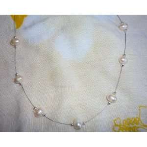 Saltwater Pearl Sterling Silver Floating Necklace