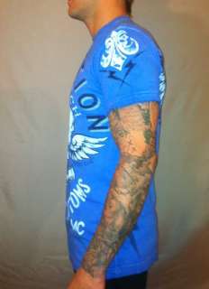 NewAffliction American Customs Hotch Designs SS t shirt in Cobalt Blue 