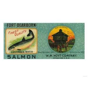  Fort Dearborn Salmon Can Label   Chicago, IL Premium 