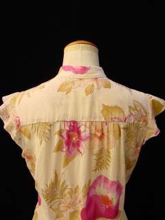 BANANA REPUBLIC vintage flower ruffled ribbon BLOUSE TOP S m939 dress 