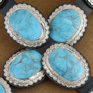   Genuine Turquoise Sterling Silver Navajo Concho Belt by Dawes  