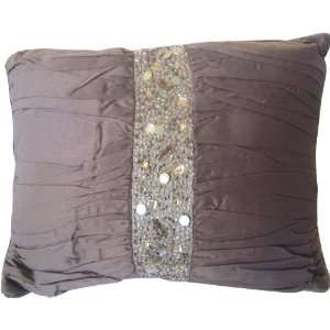   Brown Beaded Decorative Accent Throw Bed Sofa Pillow