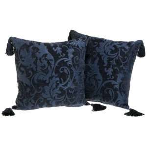    Inch Decorative Pillow with Tassel Trim 2 Pack, Navy