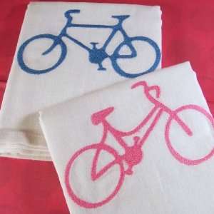 Embroidered His/Hers Flour Sack Bicycle Towel Set  Kitchen 