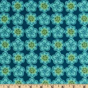  44 Wide Park Slope Floral Dots Teal Fabric By The Yard 