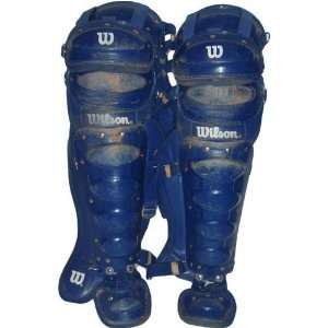  Dodgers Game Used Blue Catchers Shin Guards(Pair 