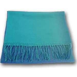   100% Cashmere Wool Scarf   Two Shades of Blue Colors 