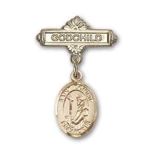   Badge with St. Dominic de Guzman Charm and Godchild Badge Pin Jewelry