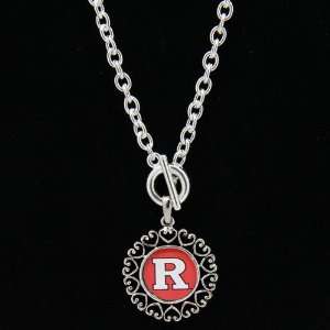Rutgers Scarlet Knights Round Heart Art Nouveau Style Toggle Necklace