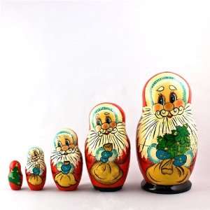Russian Nesting Dolls, Matryoshka, 5 pcs/ 5.5  Santa Nesting Dolls 