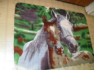 Horse Mare and foal lightweight decorative fleece throw  