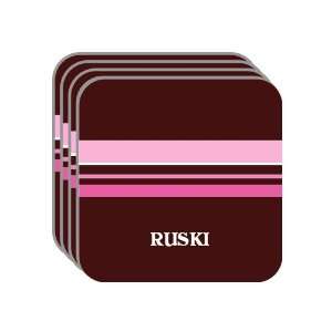 Personal Name Gift   RUSKI Set of 4 Mini Mousepad Coasters (pink 