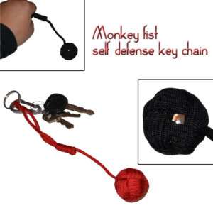 Large Monkey Fist Self Defense Keychain   Red  
