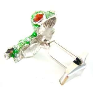  Sterling Silver Baade II  Green Frog Cufflinks Jewelry