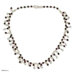  Garnet and moonstone necklace, Fiery Frost Jewelry