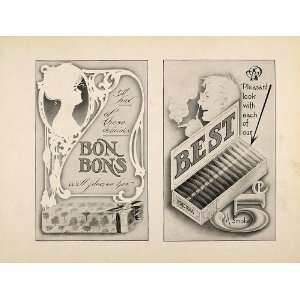   Design Art Nouveau Bon Bons Cigars   Original Print