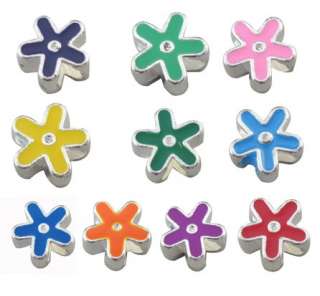 20 mixed color enamel flower beads fit Charm Bracelet  