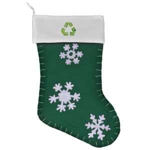   Christmas Stocking Green Recycle Symbol in Leaves 