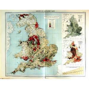  1903 Colour Map Density Population England Wales