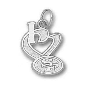  San Francisco 49ers Solid Sterling Silver I Heart Logo 