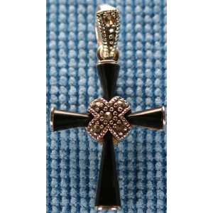  Sterling Silver Cross With Onyx Inlay 