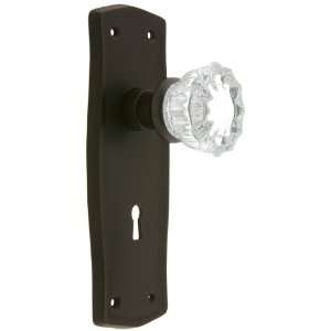 Prairie Design Mortise Lock Set With Fluted Crystal Door Knobs in Oil 