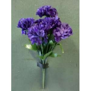  Tanday #20245 Purple Carnation Silk Flower Bush with 7 
