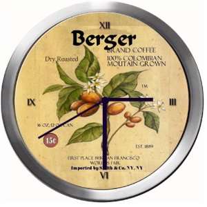  BERGER 14 Inch Coffee Metal Clock Quartz Movement Kitchen 