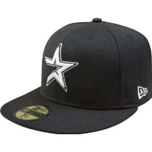  MLB Houston Astros Black with White 59FIFTY Fitted Cap 