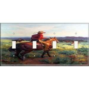  Four Switch Plate   Roaming Cowboys