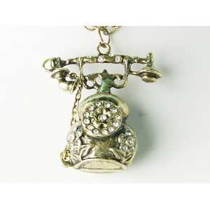   Inspired Telephone Dialer Crystal Rhinestone Pendant Necklace Jewelry