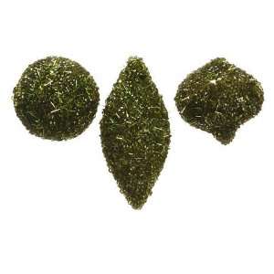  3 Assorted Sequin/Bead Ornament (3 ea./set) Green (Pack of 